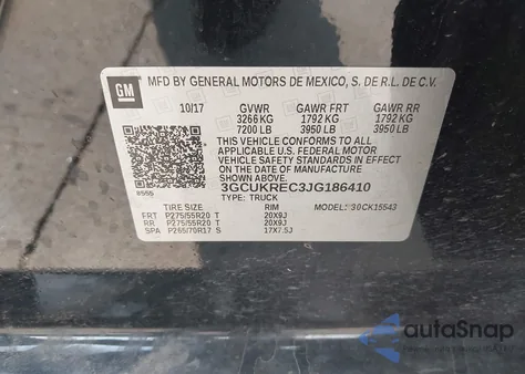 2018 Chevrolet Silverado 1500 1Lt from USA, damaged, VIN 3GCUKREC3JG186410